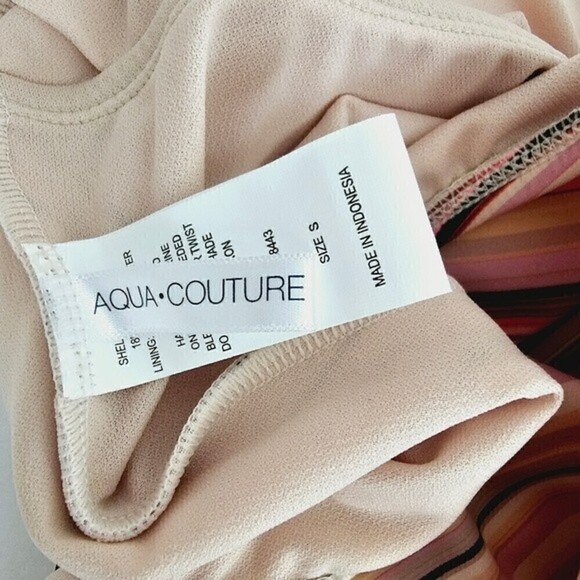 New! Aqua Couture One Shoulder Boho Stripes Tie Knot Bow One Piece Swimsuit - Picture 11 of 12